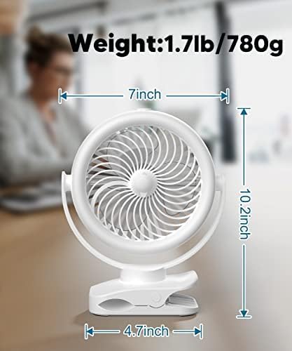 TYZU 7" Portable Cooling Misting Fan | 4000mAh Rechargeable Battery 130ml Tank Outdoor Clip-On | 4 Speeds + 2 Modes For Camping/Stroller/Golf Cart/Patio