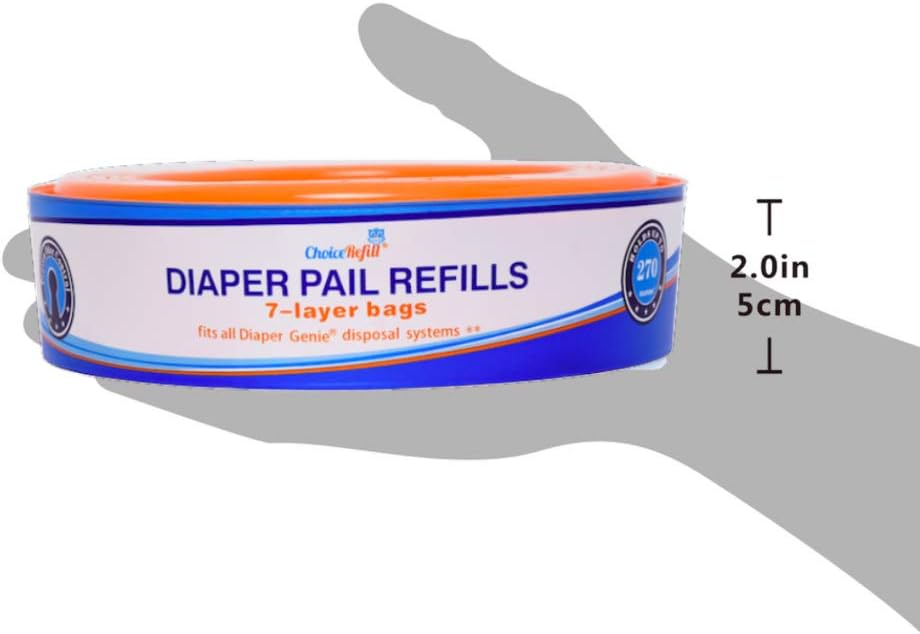 Compatible with Diaper Genie Pails, 8-Pack, 2160 count