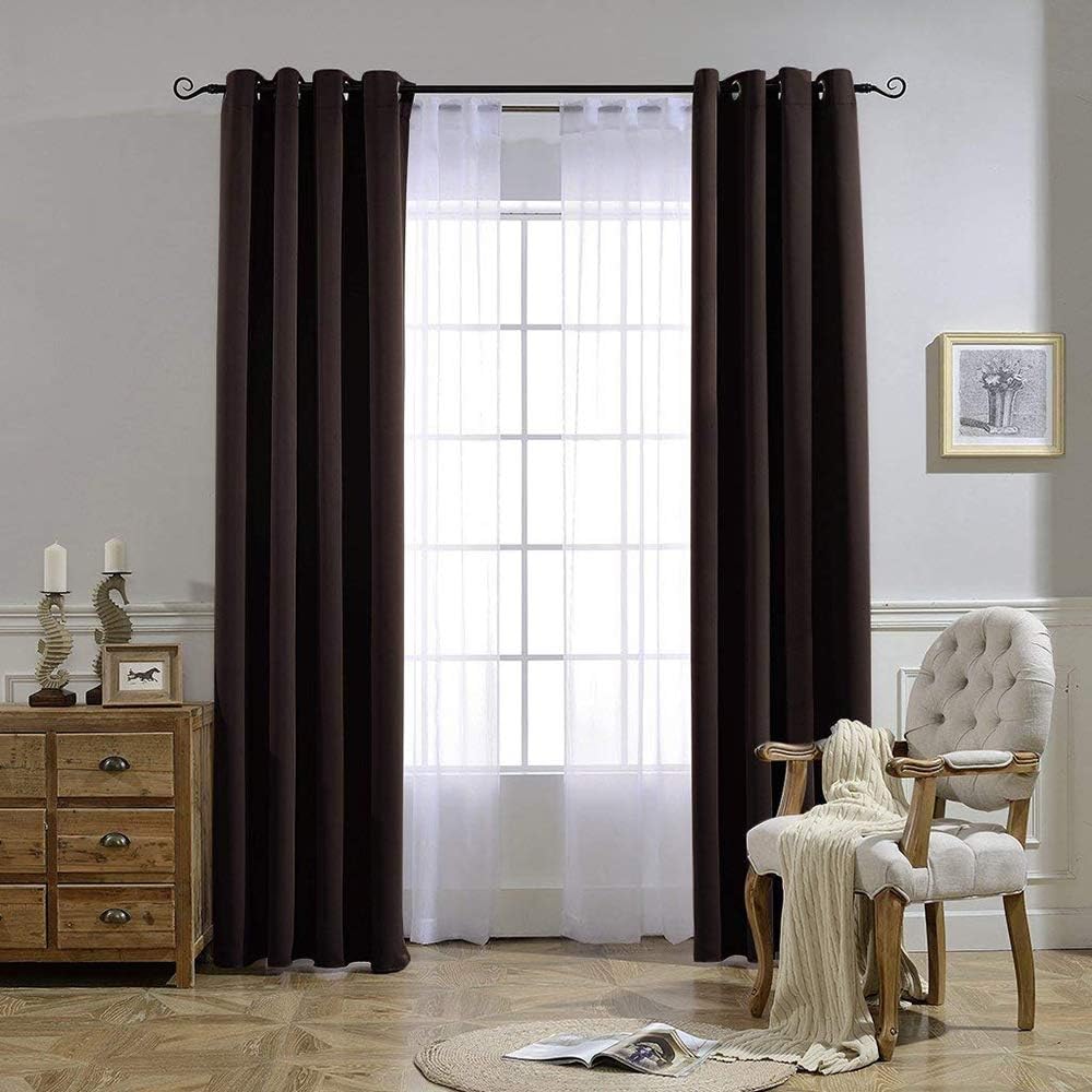 NICETOWN Blackout Thick Window Curtains - (W52 x L120, Brown, 2 Panels) Thermal Insulated Grommet Drape Longer Panels for Bedroom and Living Room