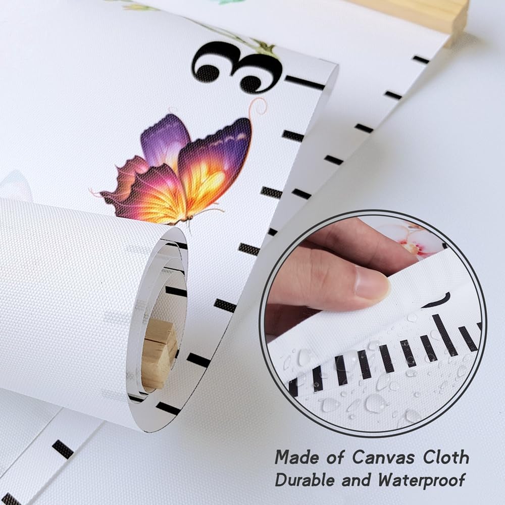 Growth Chart for Wall Height Measurement Ruler Kids Room Playroom Essentials Toddler Bedroom Nursery Home Canvas Green Plant Wall Decor 79"x7.9"