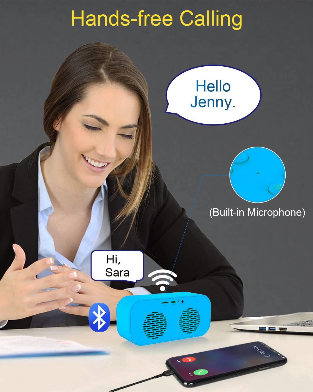 AFK Digital Alarm Clock with Bluetooth Speaker,Desk Clock for Bedrooms,Small Table Clock with Dual Alarms,Snooze,Dimmable LED Display.