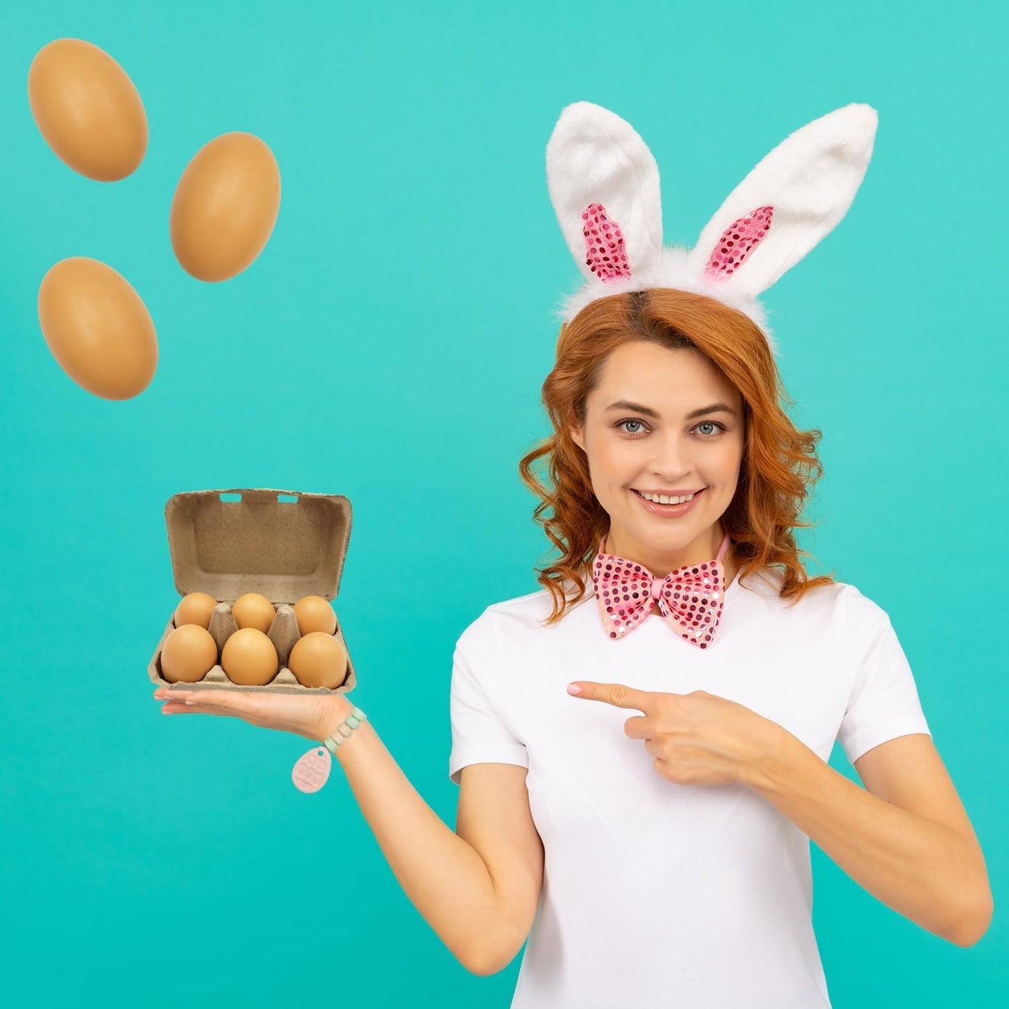 Wooden Fake Eggs, Life Size Brown Eggs, Perfect for Easter Crafts, Décor and Egg Hunts, 2.3" Inches (12-Pack)