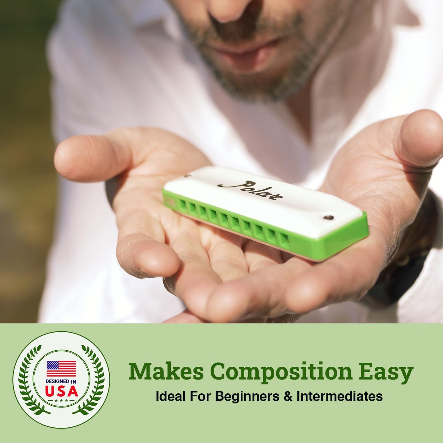 Polar Diatonic Melody Tuned Harmo Harmonica Key of LF# - Special Tuning for Easy Melodies in Cross Harp, 2 Octaves Without Bends, Loud & Responsive with Smooth Edges - USA-Checked