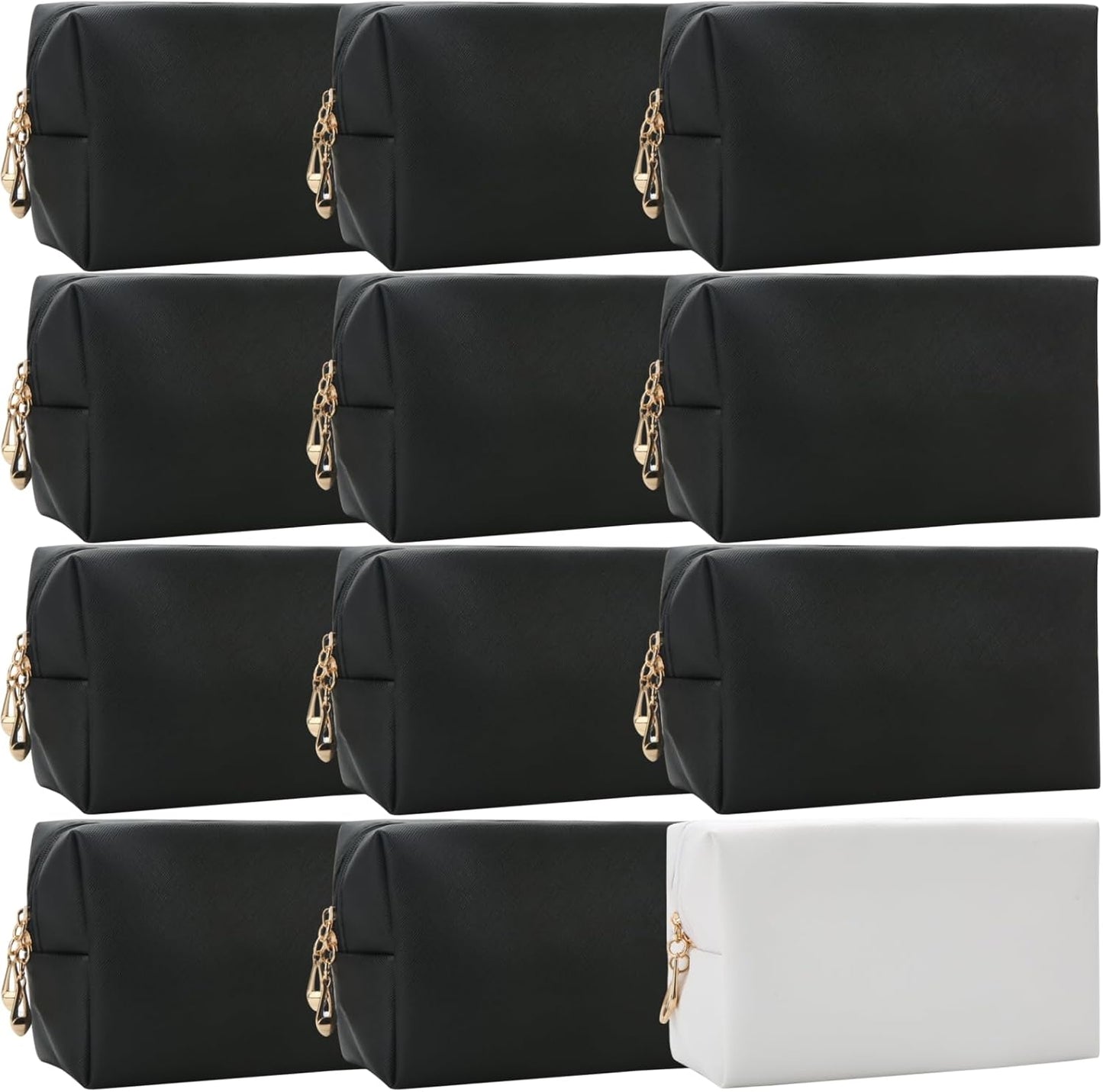Bridesmaid Proposal Gifts Letter Cosmetic makeup bag bulk for Wedding Party Favors Bachelorette party decorations Toiletry Organizer Bag Makeup Case Gift (12, White&Black)