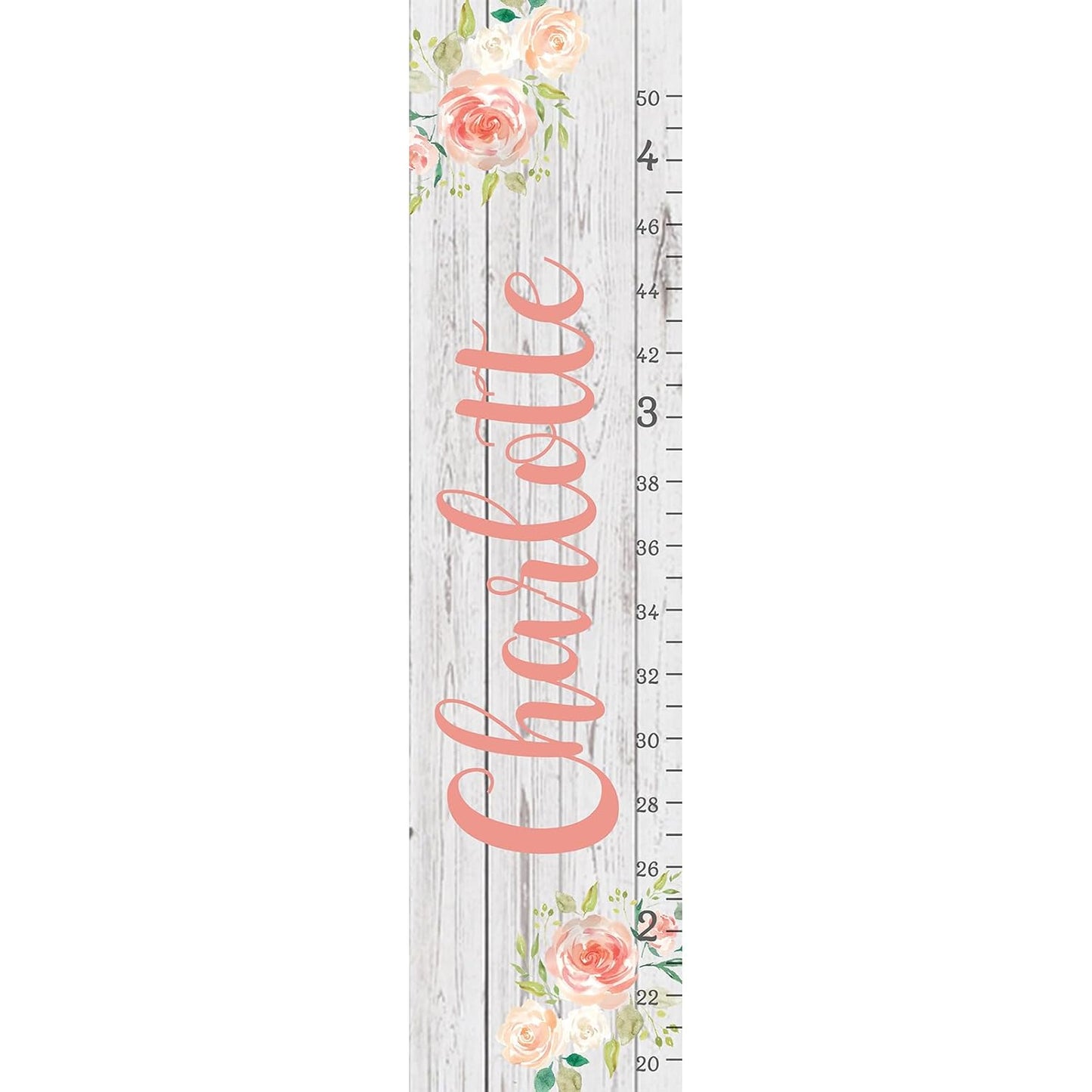 Personalized Kids Height Chart - Canvas Growth Ruler for Boys and Girls - Custom Name Banner with Removable Nursery Wall Decor - Gift for Kid’s Room Decoration
