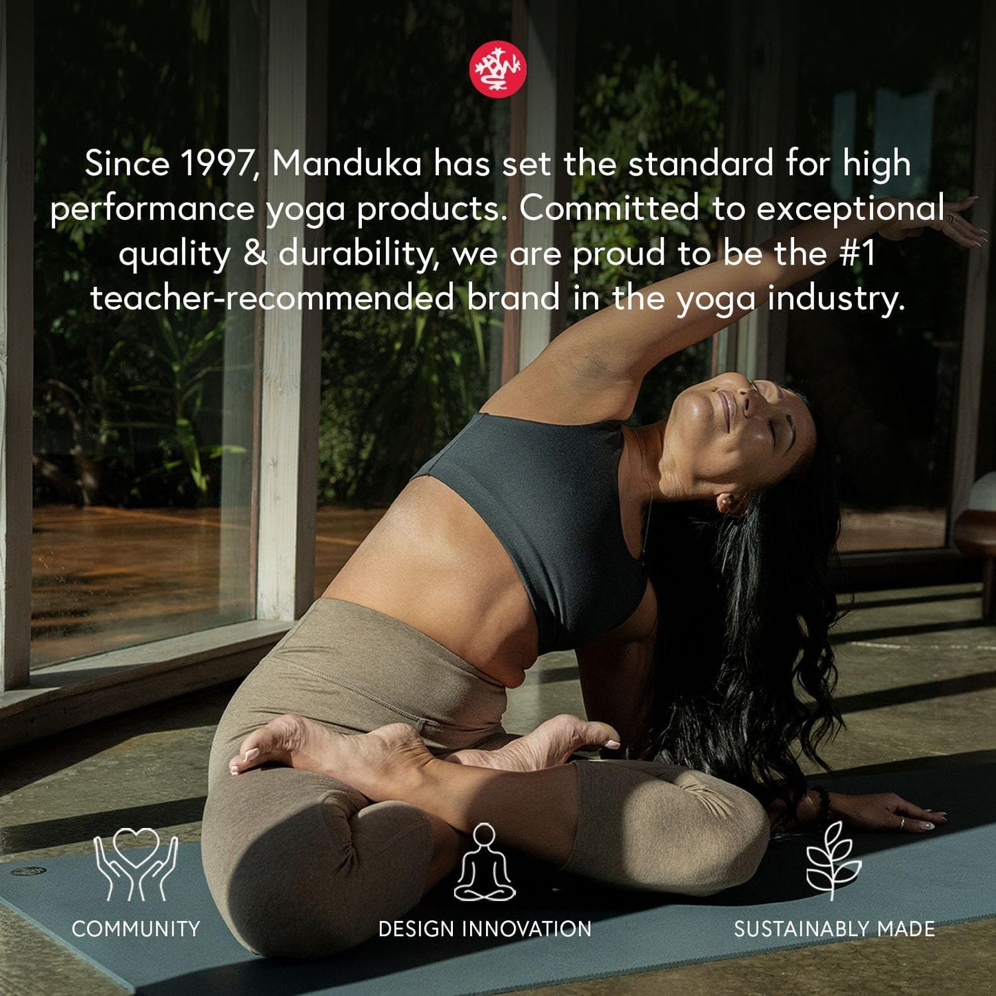 Manduka eKO SuperLite Yoga Mat - 1.5mm Natural Rubber | Foldable & Travel Friendly | Soft Textured Surface | Eco-friendly