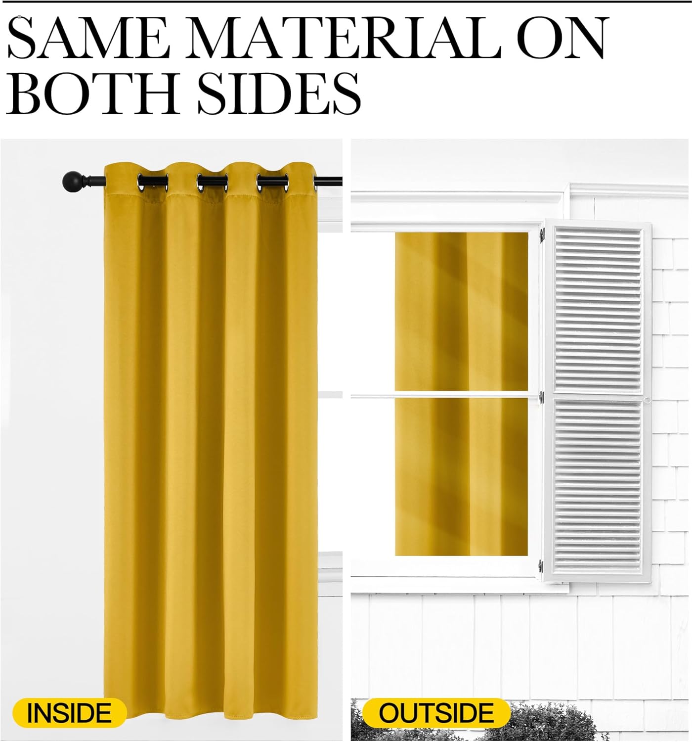 NICETOWN Room Darkening Gold Curtains 63 inch Length 2 Panels - Grommet Top Sound Reduction Privacy Faux Silk Satin Thermal Drapes for Bedroom/Living Room, W52 x L63