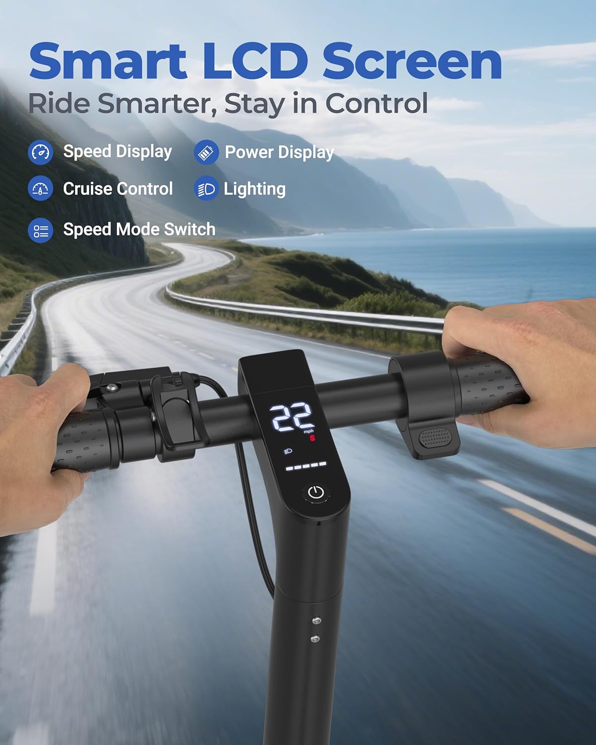 Electric Scooter, 500W Powerful Motor, 19-31 Miles Range, 10" Tires, 22Mph Max Speed, Commuting Electric Scooter with Cruise Control, Foldable E-Scooter with Dual Braking System for Adults and Teens