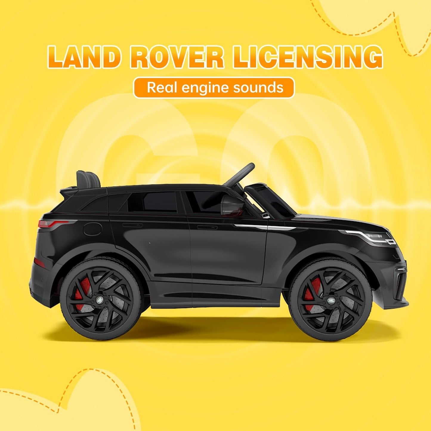 Hetoy Kids Ride On Car with Remote, Licensed Land Rover Kids Electric Car, Ride On Toys for Kids 3-8 with Mp3 Player, Rocking, Pull Rod, Black