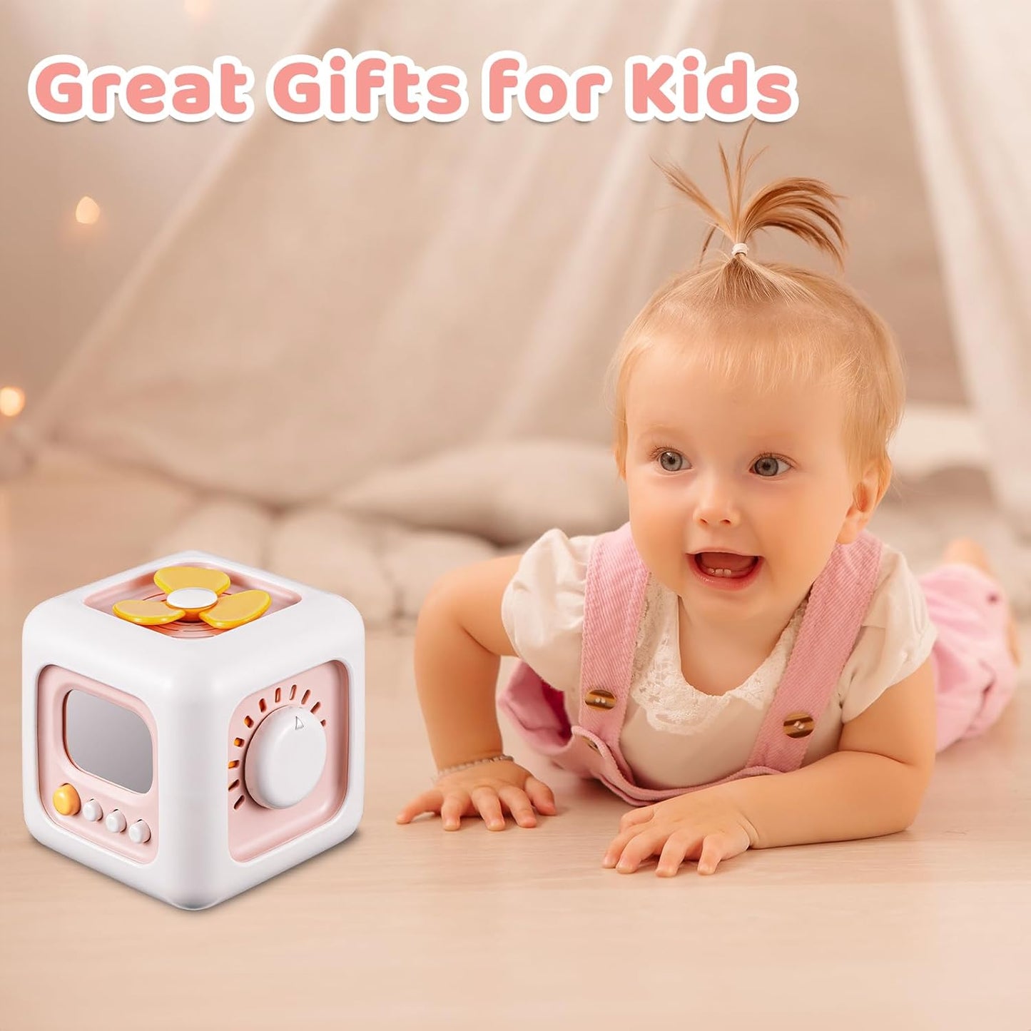 Busy Cube Toys for 1 Year Old Girl Gifts, Montessori for Baby Girl, Travel Sensory Toys for Toddlers 1-3, Learning Fine Motor Skills| 1st Birthday Girl Gifts 12 Months +