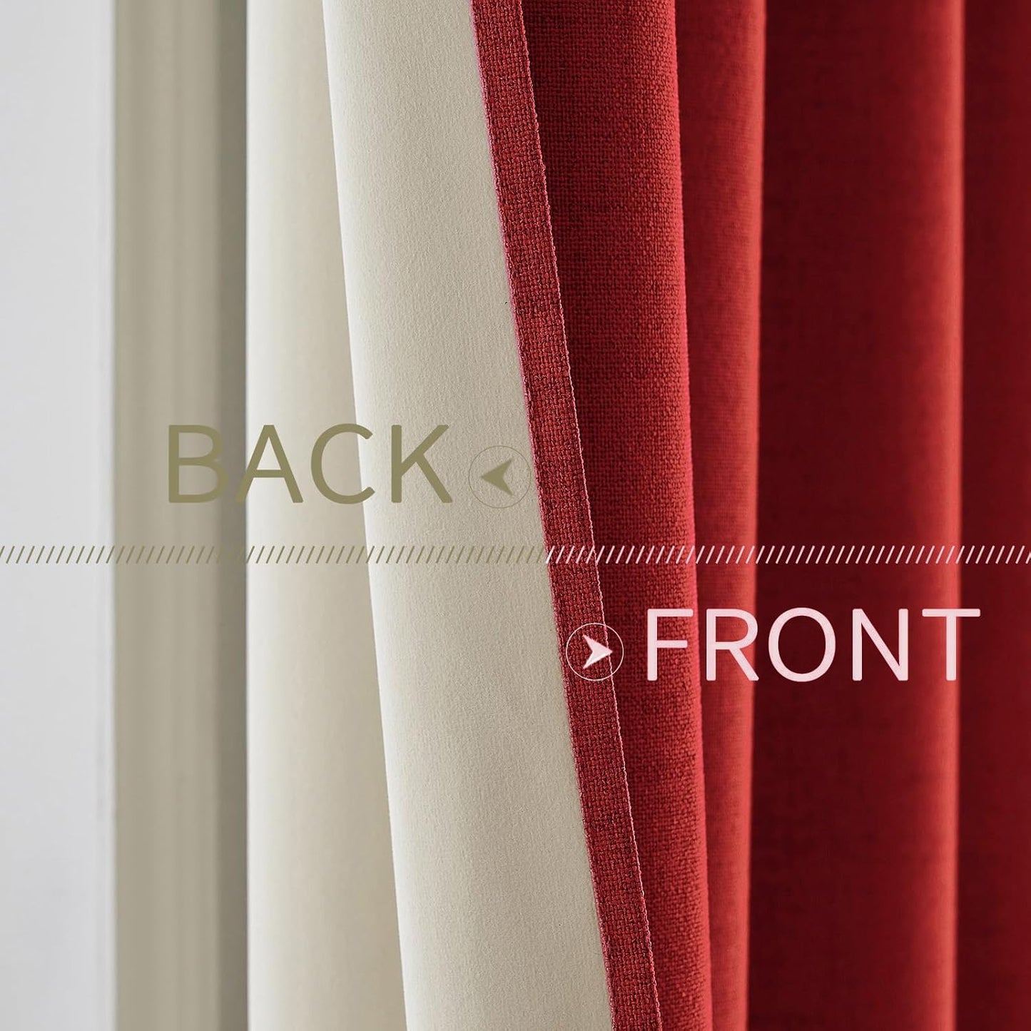 MIULEE 100% Blackout Linen Curtains for Bedroom Thermal Insulated Red Grommet Room Darkening Curtains & Drapes Christmas Decor for Living Room Nursery 52 x 84 Inch (2 Panels)