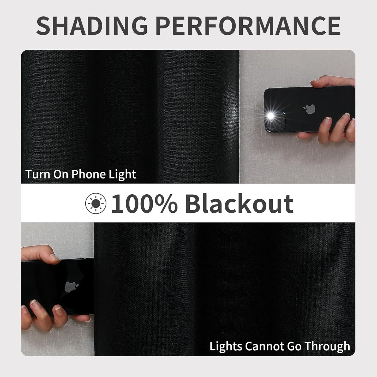 Joydeco Blackout Curtains 72 Inches Long 2 Panels Burg, Room Darkening Curtains for Bedroom, 100% Black Out Textured Thermal Drapes Privacy Protection 2 Panels Set(W52 x L72 Inch, Black)
