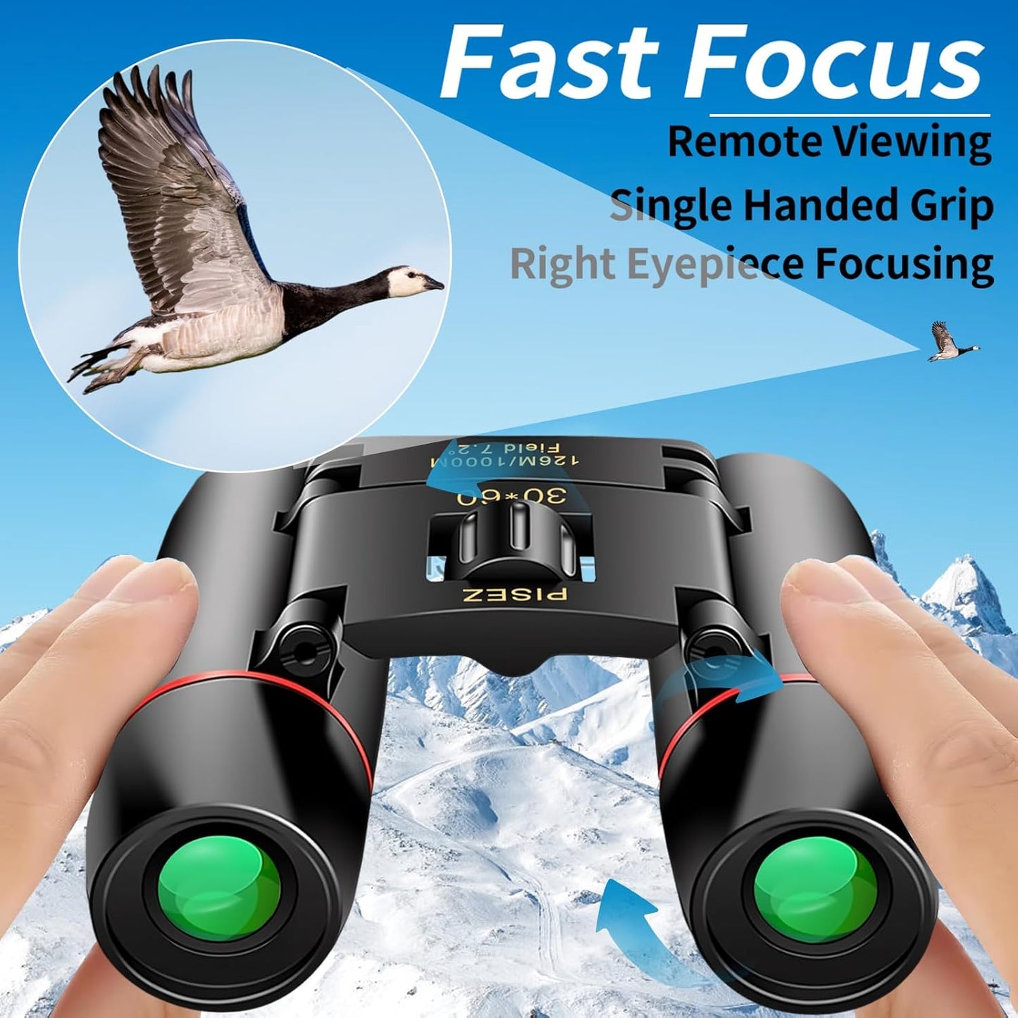 PISEZ 30X60 Compact Binoculars for Adults and Kids,Lightweight Foldable Easy Focus Small Binoculars for Bird Watching Hunting Concert Traveling Theater Opera Sightseeing