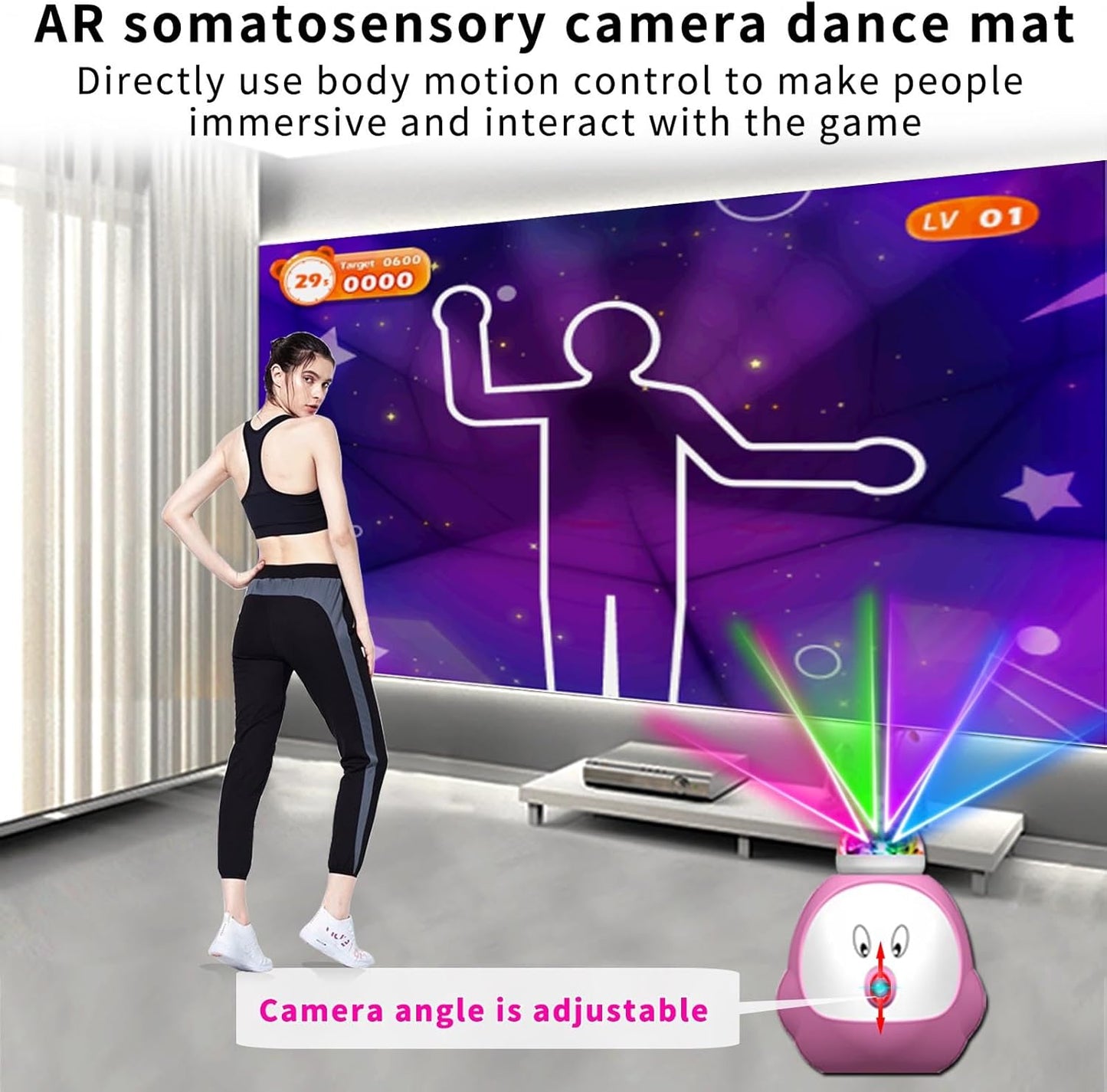 Dance Mat for Kids and Adults, AR Game Dancing Mats for Girls & Boys, Christmas & Birthday Gift, Purple