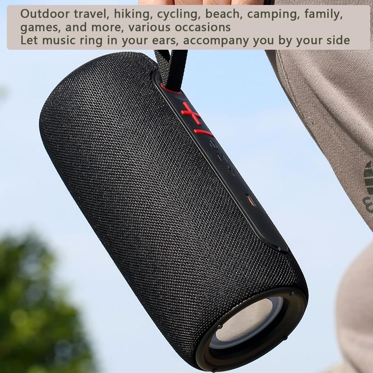Wireless Portable Bluetooth Speaker: IPX6 Waterproof Audio,fm Radio,USB/AUX/SD Card Play,LEDlights,TWS interconnected Stereo,Outdoor/Travel/Camping/Bike/Family/Party(Blue)