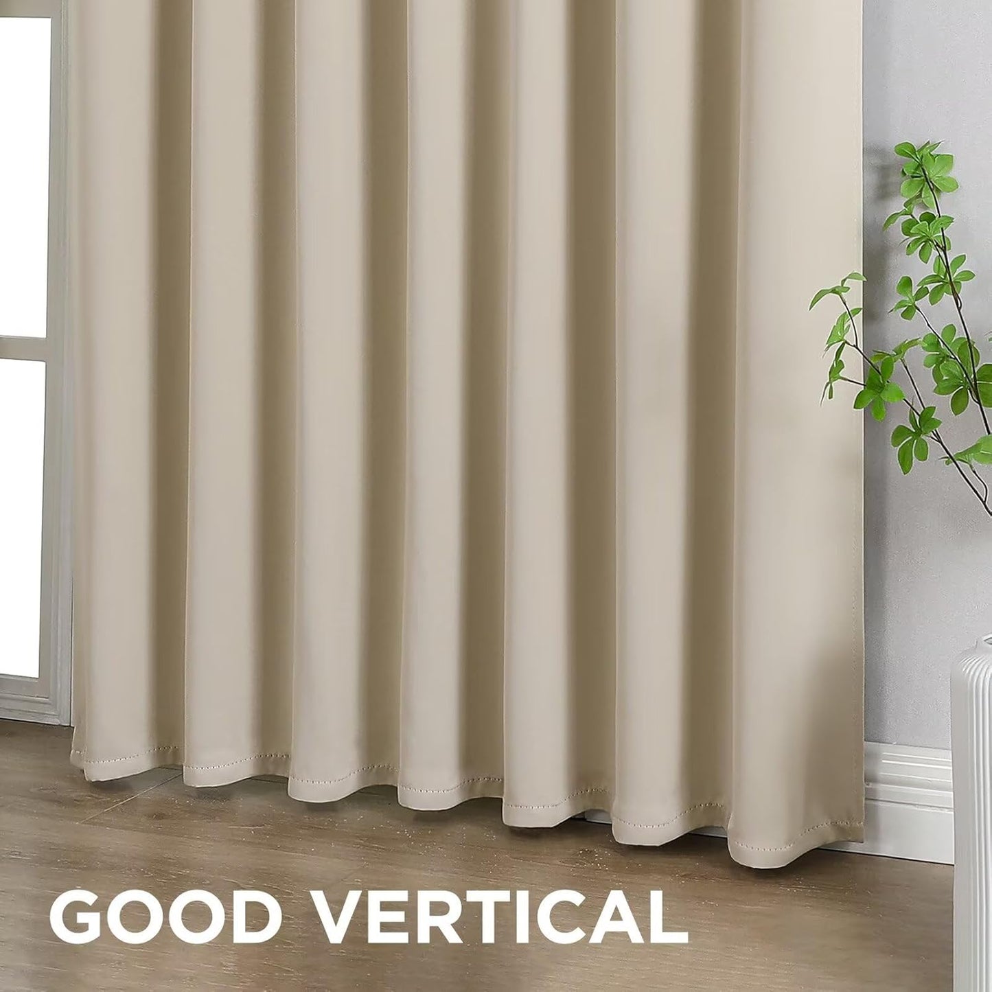 Joydeco 72 Inch Blackout Curtains for Bedroom, Thermal Insulated Black Out Curtains 2 Panels Set, Room Darkening Drapes for Living Room Window Rod Pocket Back Tab (W52 x L72 Inch, Light Beige)