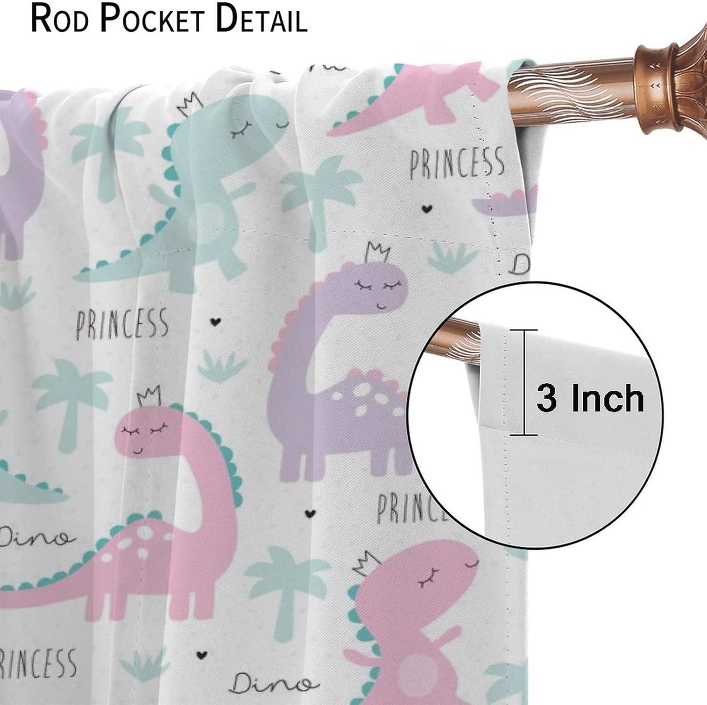 Kids Dinosaur Curtains for Boys Girls Bedroom Decor Cartoon Dino Colorful Cute Funny Animal Wildlife Printed Blackout Rod Pocket Window Drapes for Baby Nursery Playroom W31.5xL72in 2 Panels