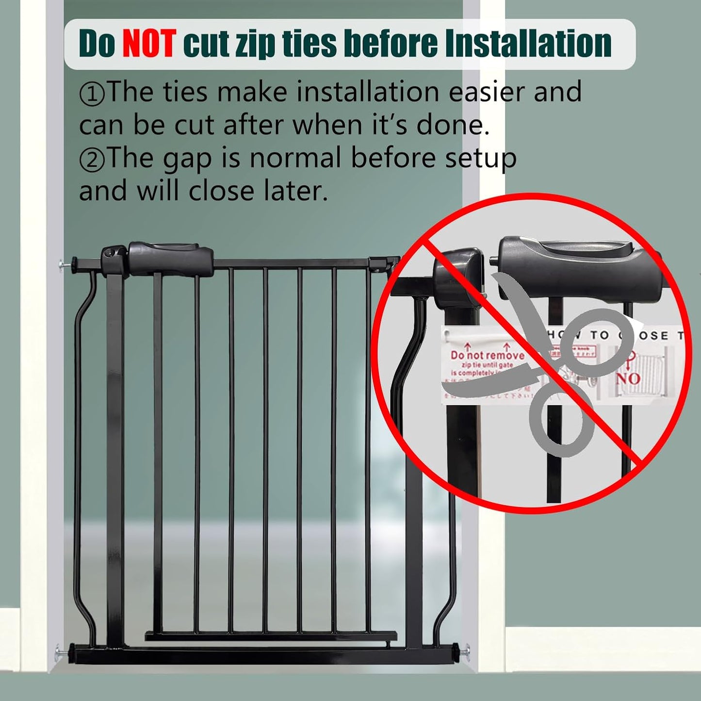 Heavy Duty Baby & Dog Safety Gate, Extra Wide 85.8-90.5 Inch,Black Metal, Pressure Mounted No Drilling Pet Gate for Large Openings