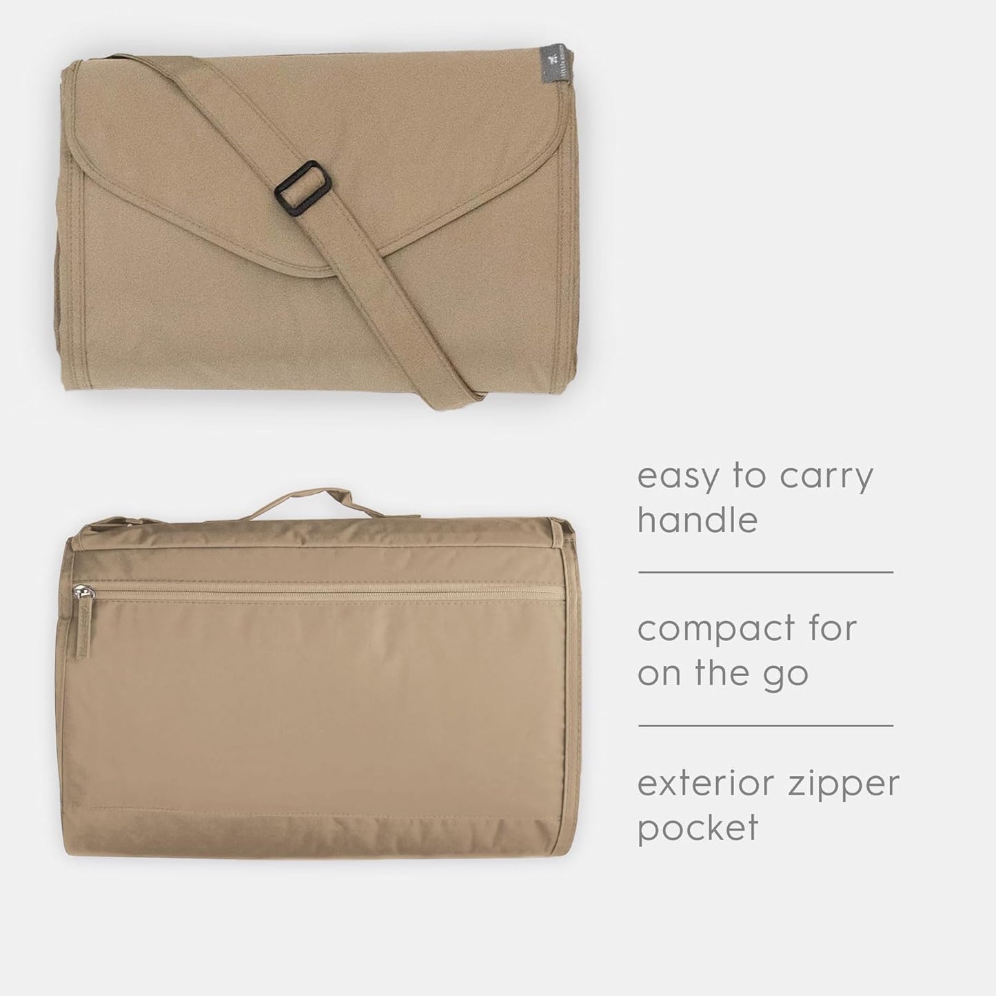 Little Unicorn 5'x10' XL Outdoor Family Picnic & Beach Blanket | Durable & Water-Resistant Fabric | Compact Fold & Easily Wipes Clean | Zipper Pocket (Beige Buffalo Check)