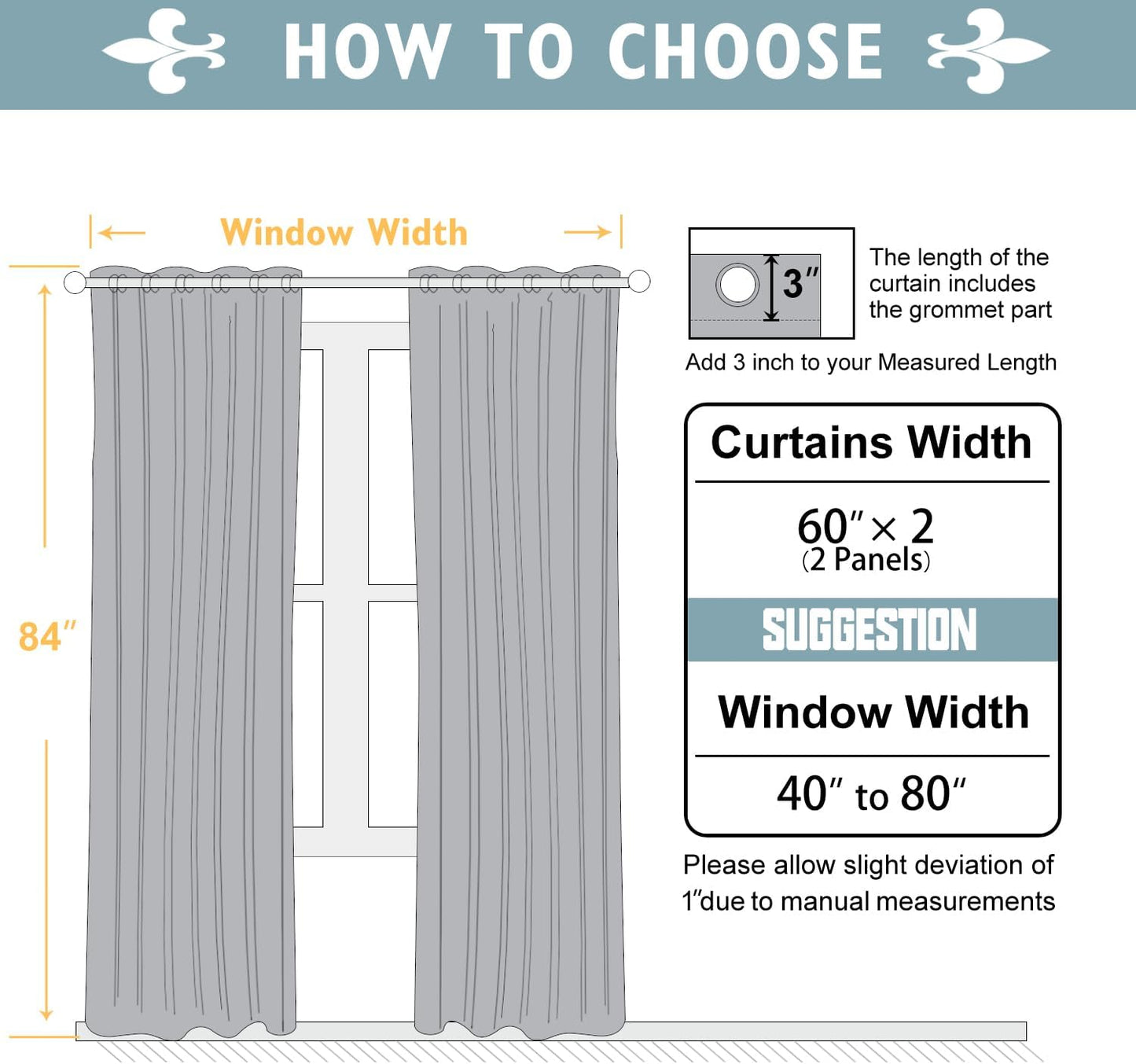 ChrisDowa 100% Blackout Curtains 84 inch Long for Bedroom with Black Liner, Extra Wide 2 Thick Layers Total Blackout Thermal Insulated Grommet Window Curtains 2 Panels Set (Stone Blue, 60 x 84 Inch)
