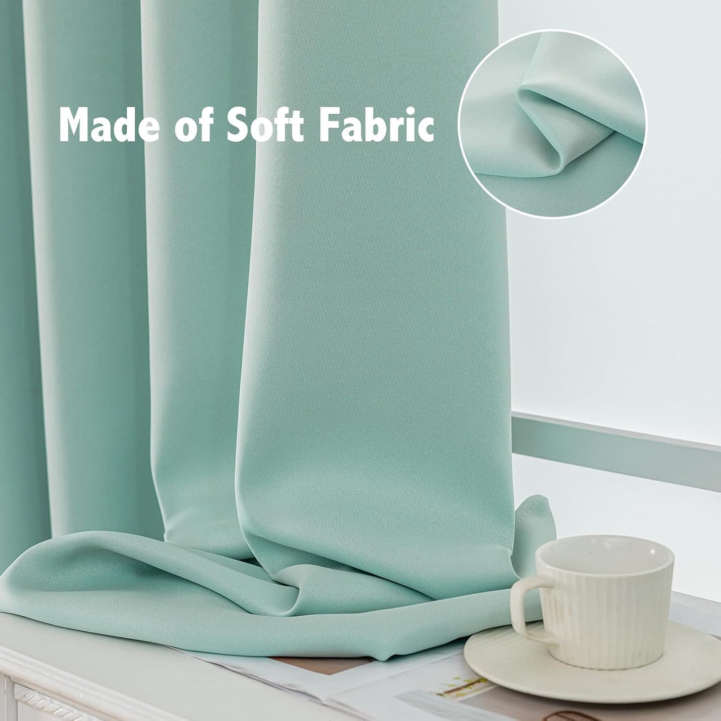 Anytime 100% Blackout Curtain Set, Thermal Insulated & Energy Efficiency Window Draperies for Guest Room, Full Shading Panels for Shift Worker and Light Sleepers(Light Blue, 2 Panels, 42W x 84L)