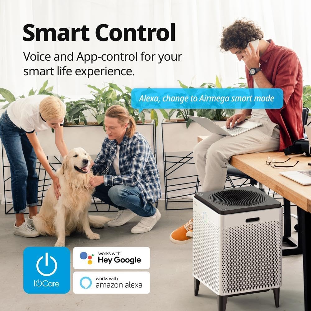 Coway Airmega 400S App-Enabled Smart Air Purifier (Covers 1,560 sq. ft.), True HEPA Air Purifier with Smart Technology, Compatible with Amazon Alexa and Google Home, White (111012)