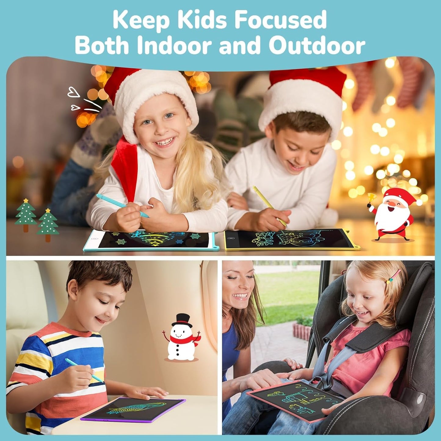 TECJOE 4 Pack LCD Writing Tablet, 8.5 Inch Colorful Doodle Board Drawing Tablet for Kids, Kids Travel Games Activity Learning Toys Birthday Gifts for 3 4 5 6 Year Old Boys Girls Toddlers Preschooler