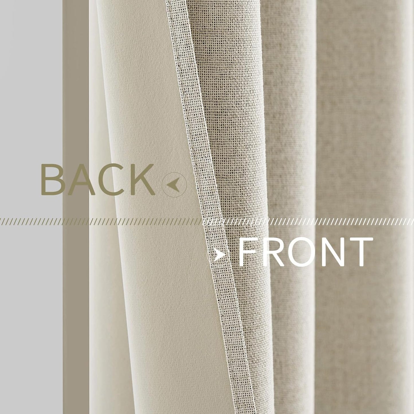 MIULEE 100% Blackout Linen Textured Curtains for Bedroom Solid Thermal Insulated Cream Grommet Room Darkening Curtains & Drapes Luxury Decor for Living Room Nursery 52 x 120 Inch (2 Panels)