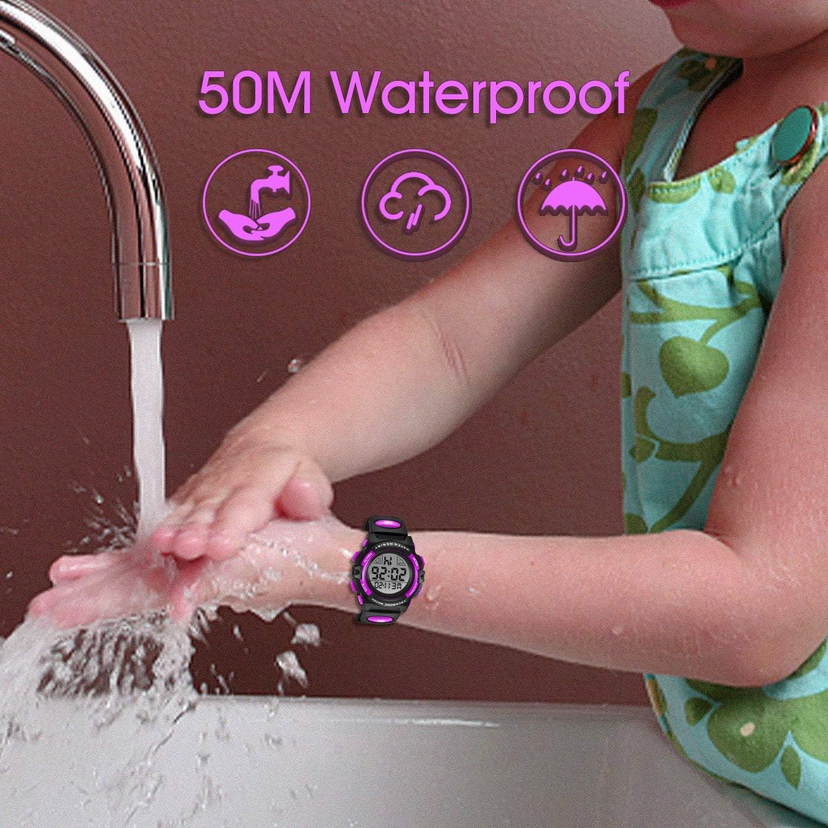 Kids Watch,Boys Watch for 3-15 Year Old Boys,Digital Sport Outdoor Multifunctional Chronograph LED 50 M Waterproof Alarm Calendar Analog Watch for Children with Silicone Band,Kids Gift