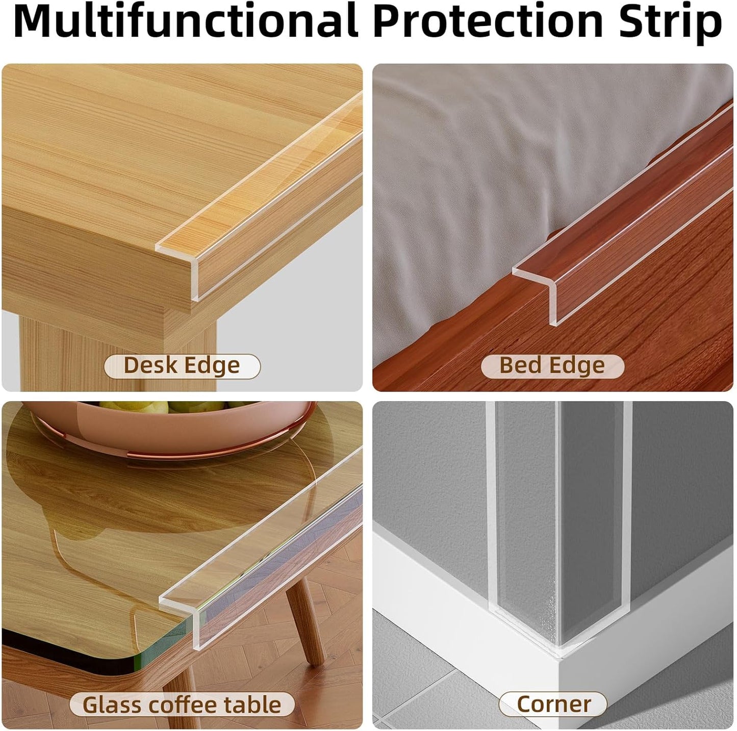 Clear Edge Protector with Strong Adhesive, Bumper Strip Corner Guards 0.8inX9.84FT