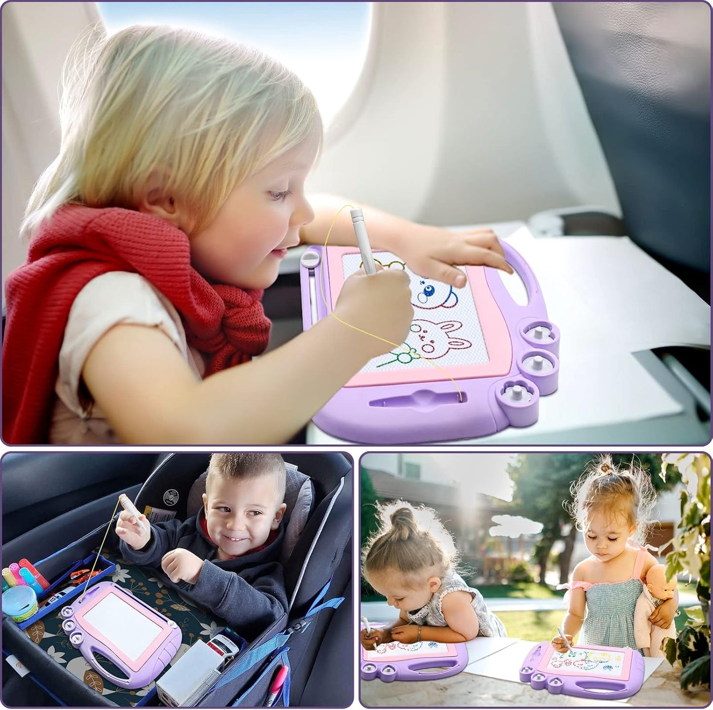 AiTuiTui Magnetic Drawing Board Toddler Toys for Girls Gifts, Erasable Sketch Writing Doodle Pad Travel Games for Kids in Car, Early Education Learning Skill Development Toys for Kids Toddlers
