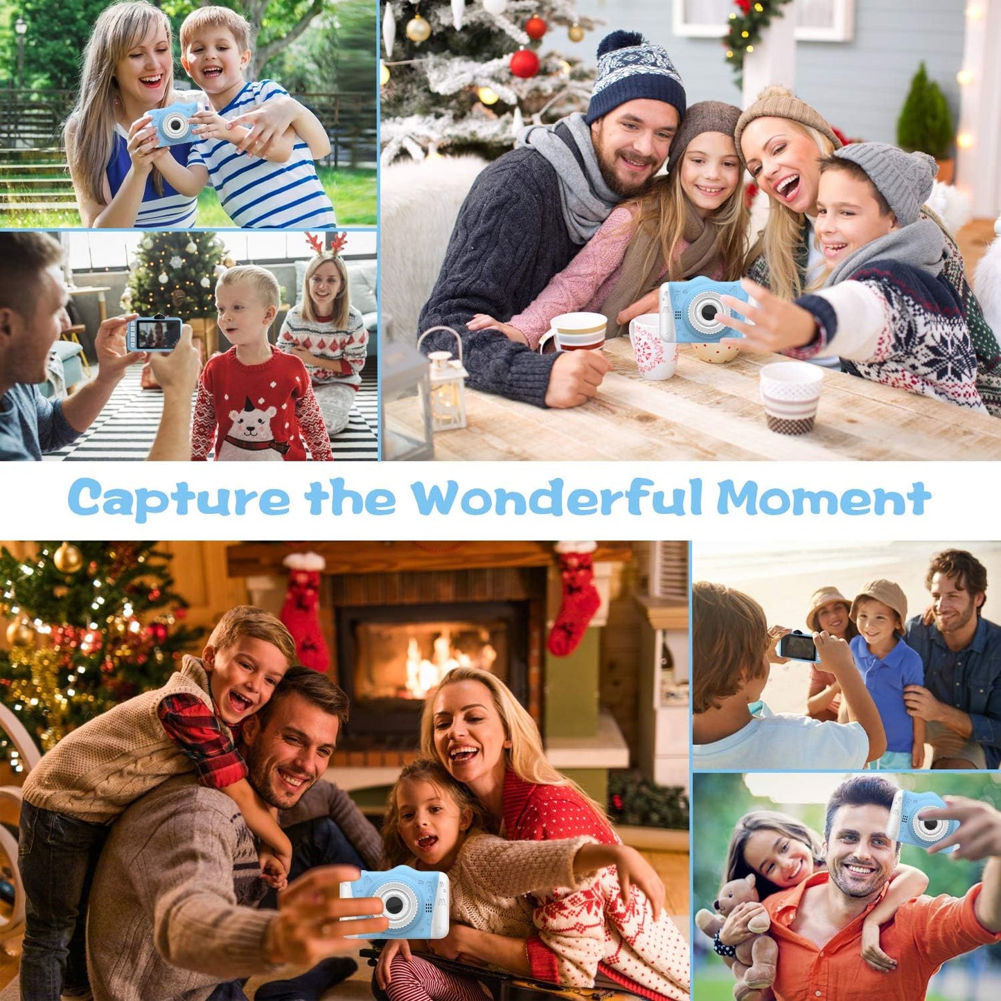 Kids Camera, 12MP Children's Camera for Boys and Girls, 1080P Rechargeable No Games Camera for Kids 3-12 Years Old with 32GB TF Card, USB Charging 8X Zoom.