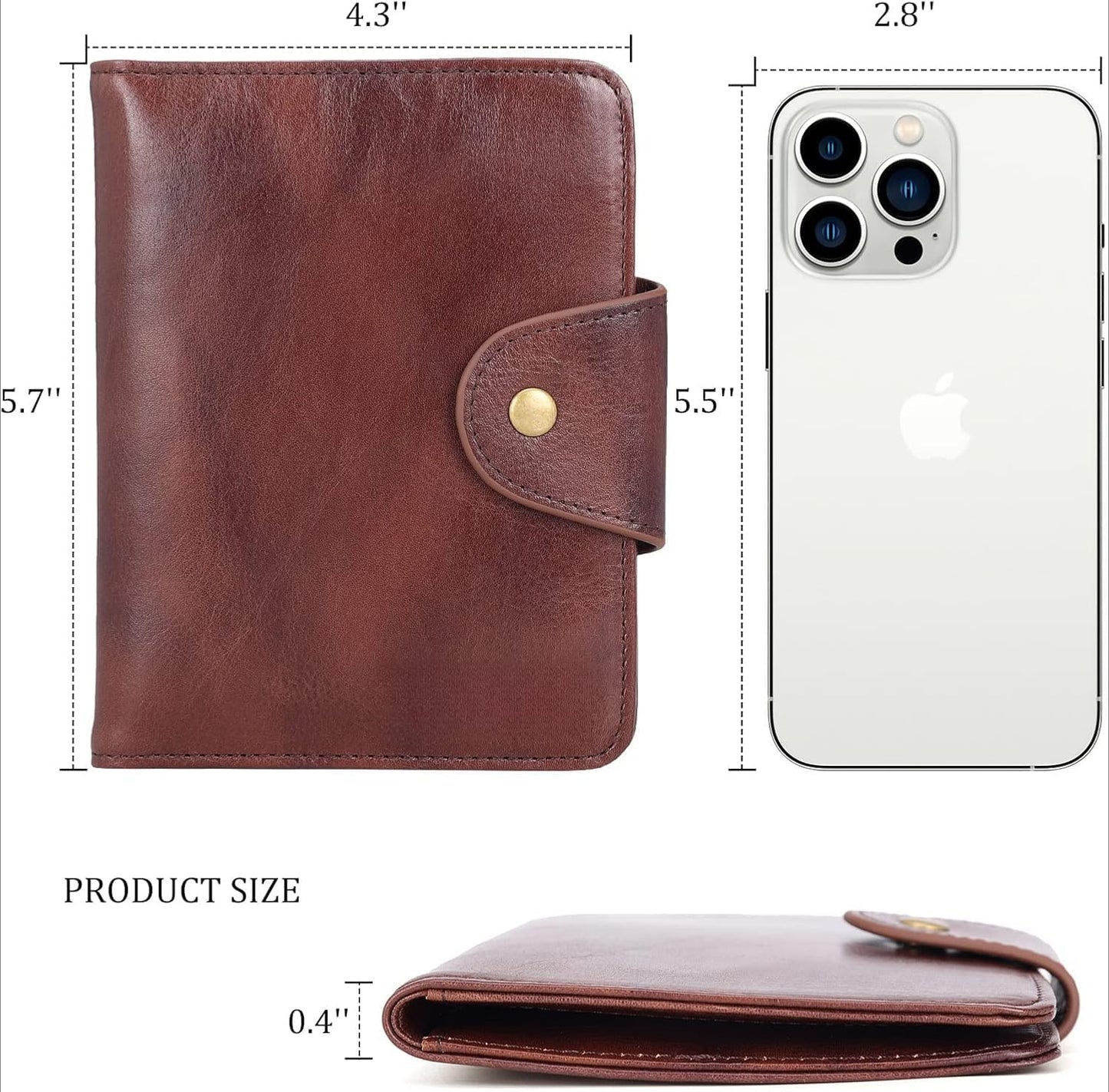 Real Leather Wallet Functional RFID Bifold Passport Holder Travel (Coffee)