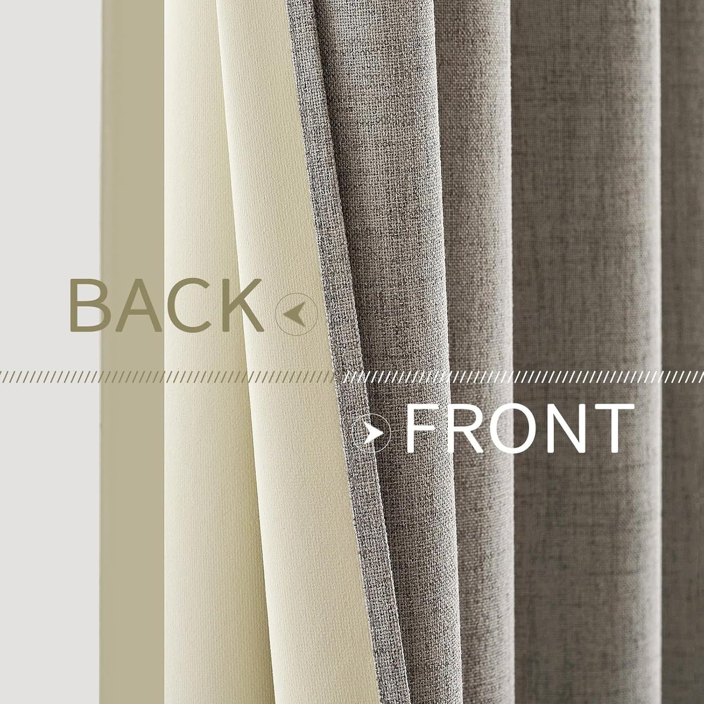 MIULEE Linen Texture Curtains for Bedroom Solid 100% Blackout Thermal Insulated Linen Curtains Grommet Room Darkening Drapes for Living Room Nursery 52x72 Inch (2 Panels)