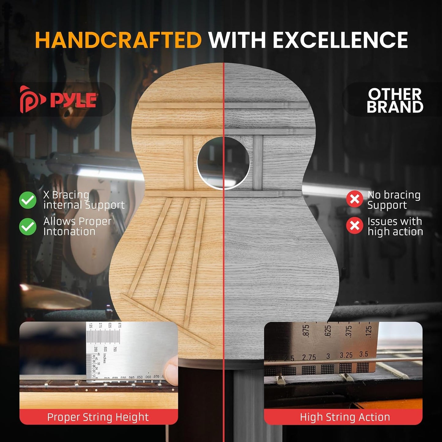 Pyle Beginner Acoustic Guitar Kit, 4/4 Junior Size All Wood Build Nylon String Instrument with Capo, Strap, Extra String Set, Gig Bag, Guitars for Beginners Adults Youth, 39" Sunburst Teardrop Gloss