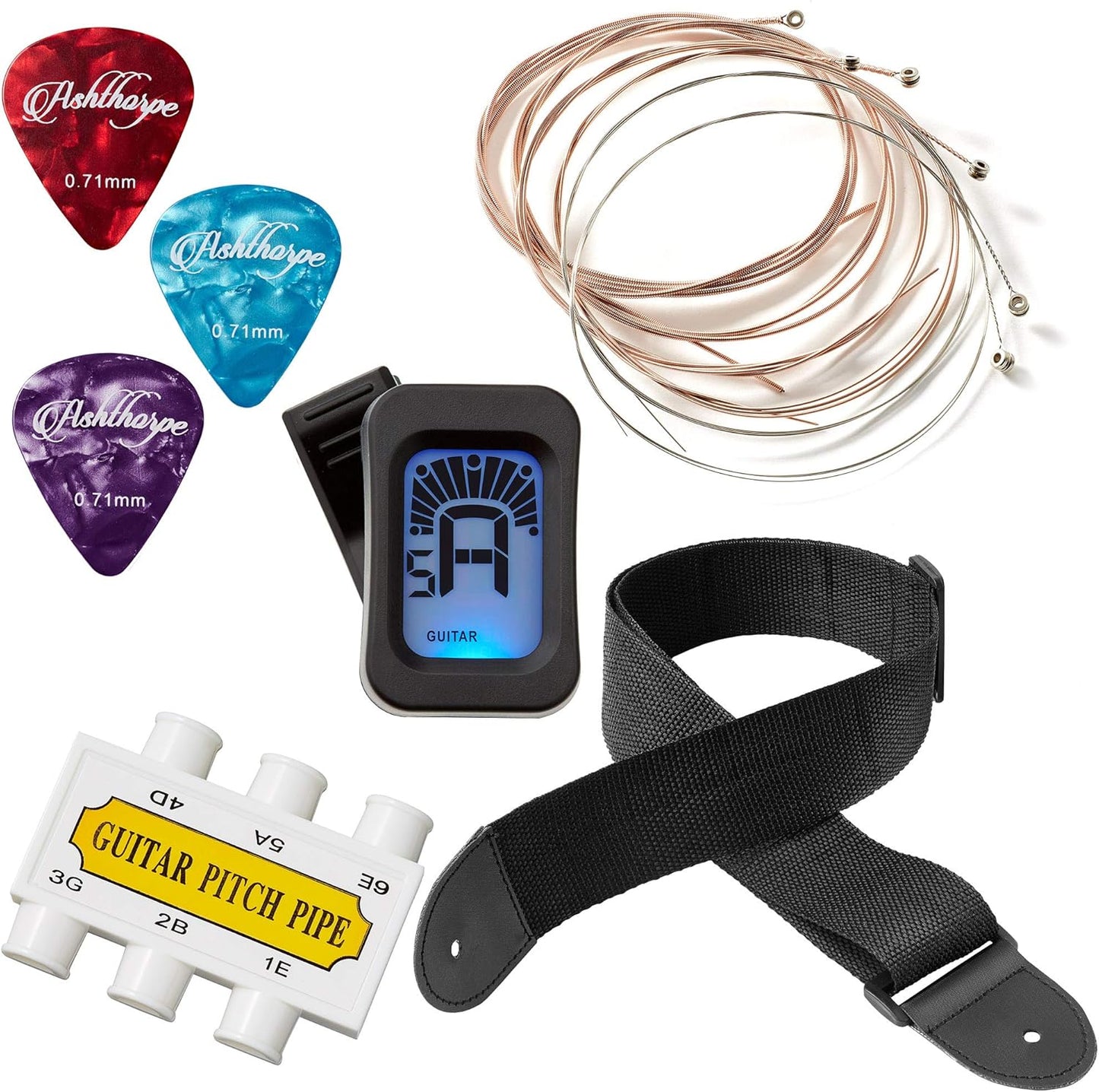 Ashthorpe 30-inch Beginner Acoustic Guitar Package (Light Blue), Basic Starter Kit w/Gig Bag, Strings, Strap, Tuner, Picks