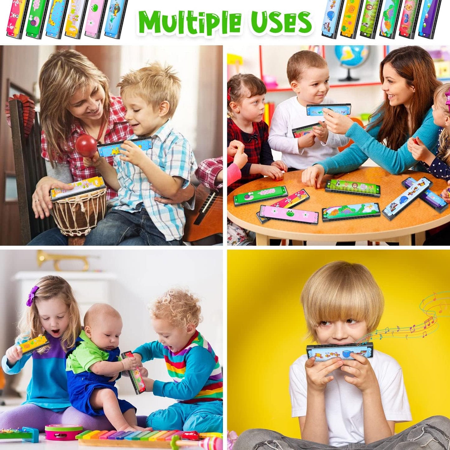 24 Pcs Harmonica for Kids Lightweight Harmonicas with Double Row of 16 Holes, Harmonica for Toddler Kids Adult Beginners' Musical Instrument Toy (Over 3 Years Old)