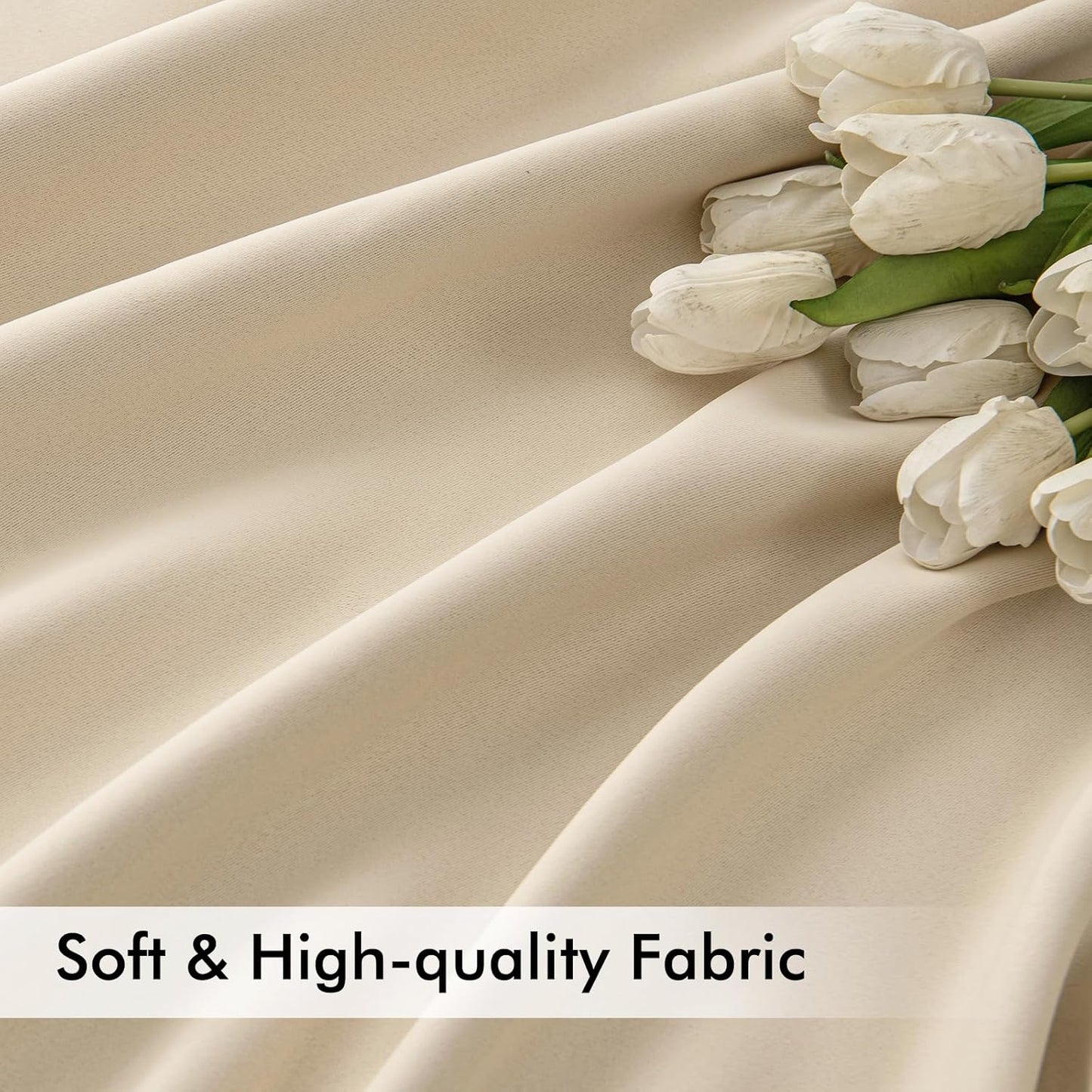 MIULEE Cream Beige Back Tab Light Blocking Curtains 80 Inch Length 2 Panels Set for Living Room Bedroom Privacy, Rod Pocket/Pinch Pleat Thermal Insulated Room Darkening Pleated Blackout Drapes