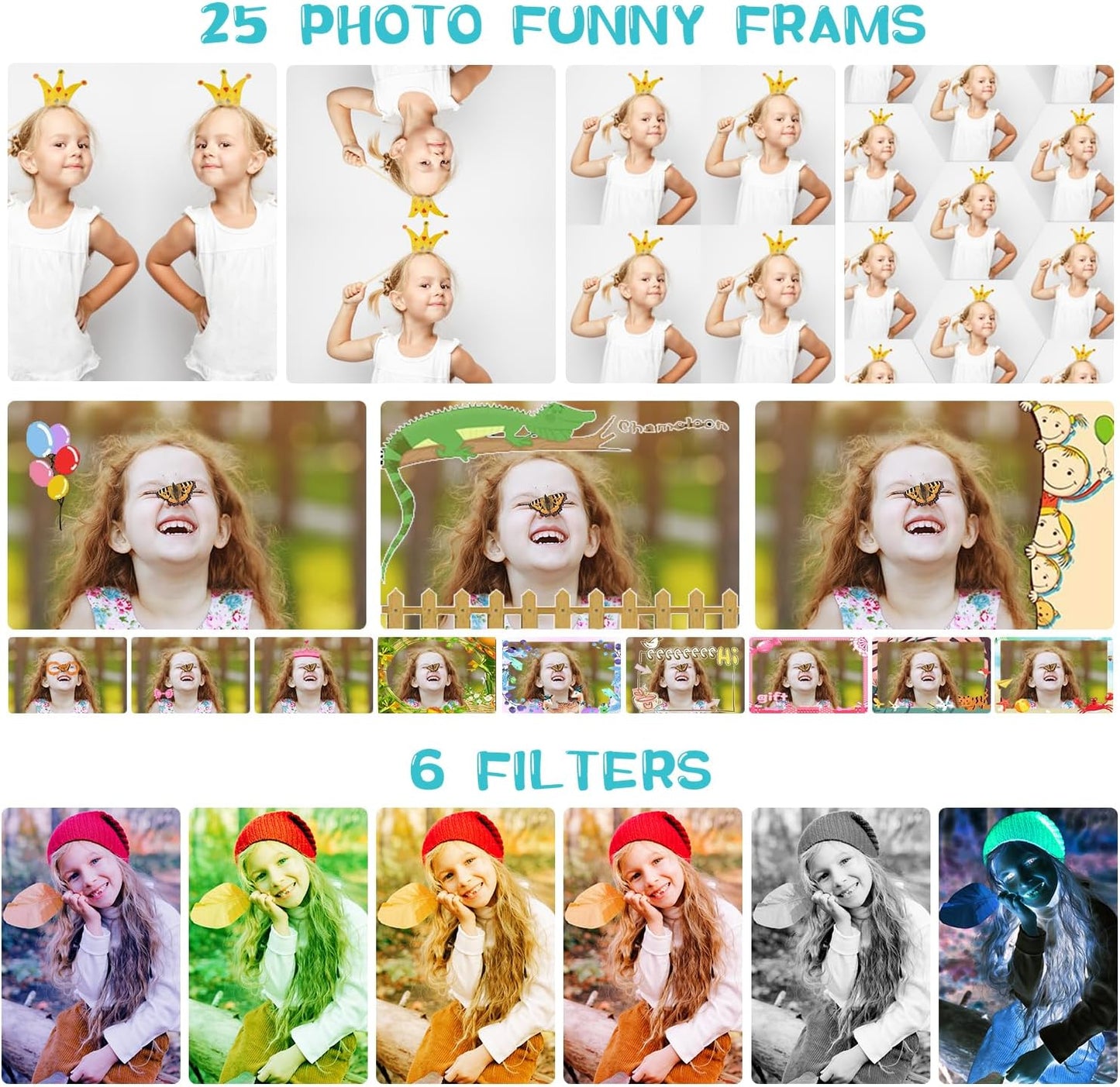 Kids Camera, Toddler Kid Digital Camera with 180°Flip Lens & 2.4in IPS Screen, Birthday Festival Gifts Present Toy for 4 5 6 7 8 9 10 11 Year Old Girls/Boys, 32 GB Card Included, X101