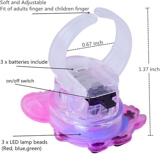 Christmas Party Favors 50Pcs Light Up Glow Rings Party Supplies Flashing Glowing Finger Rings Decoration for Kids Adults