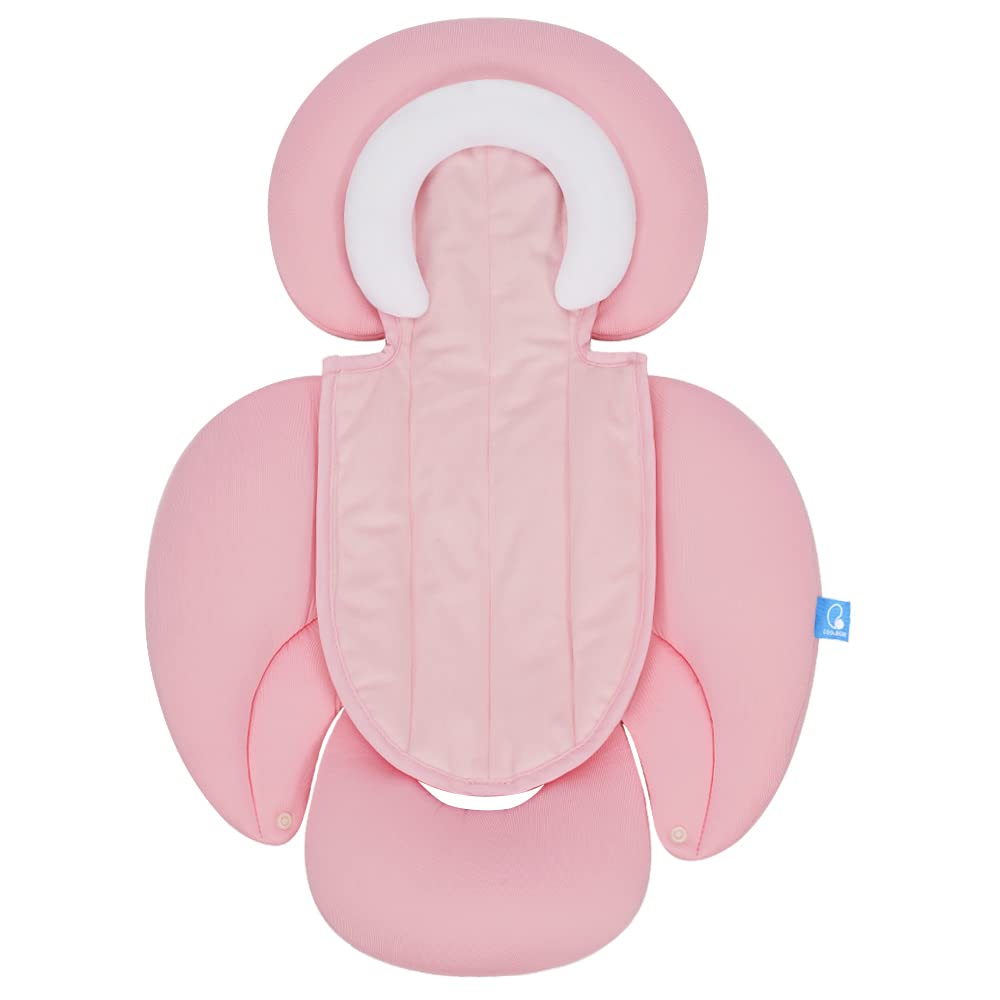 COOLBEBE New 2-in-1 Babybody Supports for Baby Newborn Infants - Extra Soft Stroller Cushion Pads Car Seat Insert, Perfect for Carseats, Strollers, Swings, Pink