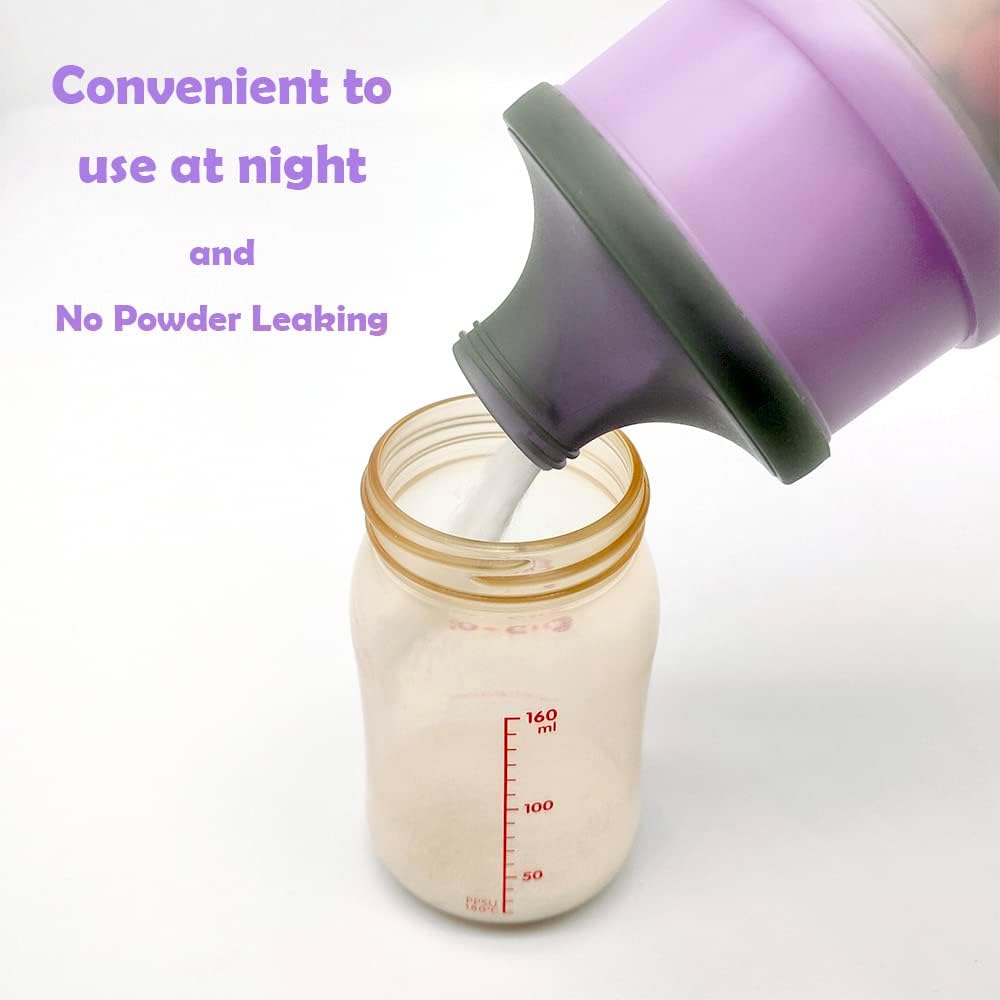 Baby Formula Dispenser, Portable Milk Powder Dispenser Container, Baby Feeding Travel Storage Container, Non-Spill Stackable Baby Snack Storage Container, BPA Free, 4 Compartments, 2 Packs