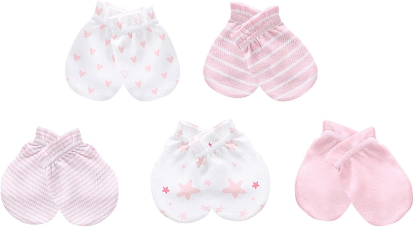 Baby Hat and Mittens Set Newborn Baby Hats Caps for Baby Boys Girls 0-6 Months 100% Cotton