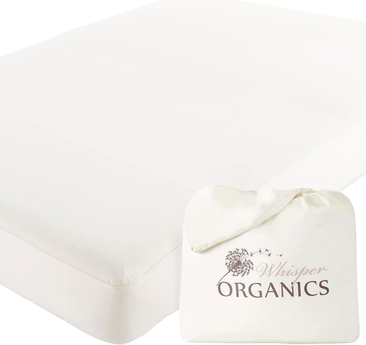 Organic Waterproof Mattress Protector Queen Size - 100% Waterproof Mattress Pad with Extra Soft Quiet & Breathable Triple Layer Protection - GOTS Certified Machine Washable Deep Pocket Design (Queen)