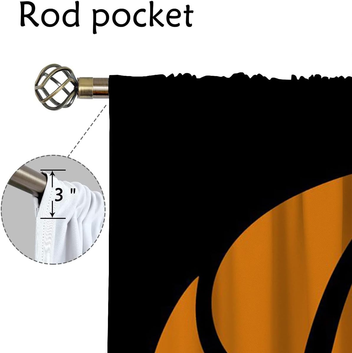 Basketball Blackout Curtains for Boy Girl Room Darkening Decor,Sport Theme and Motto Dark Background Bedroom Living Room Home Rod Pocket Thermal Insulated Window Curtain/Drapes Panel,42x63 Inch…