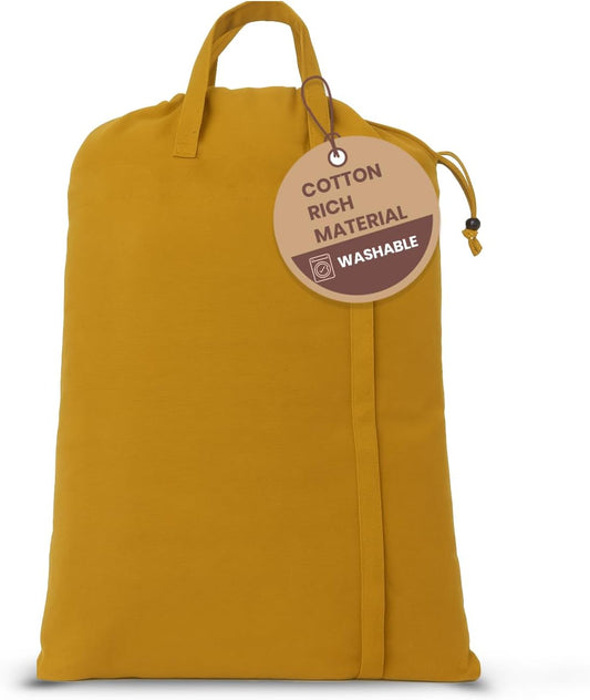 LFH Home Cotton Canvas Large Laundry Bag with Handle, Heavy Duty Drawstring Closure Washable Laundry Bags, School Travel, Home, Hotel, College Dorm, Organizer Sack, Toys Clothes 28x40-Yellow
