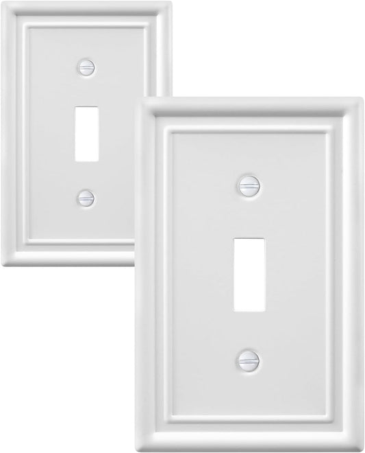 2-Pack Single Toggle Light Switch Cover Plate, Metal Switch Plate Covers, Off White Finish, 3.15''W*4.88''H, Midsize