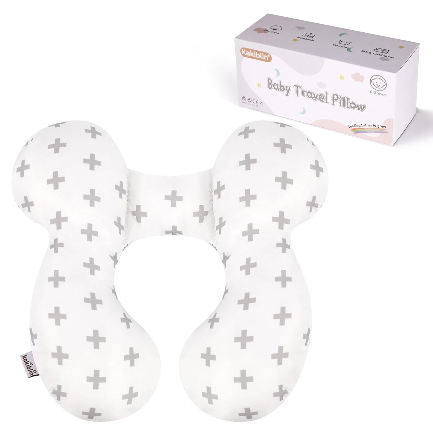 KAKIBLIN Baby Travel Pillow, Baby Neck Pillows for Car Seat, Upgraded Babies Head Pillow, Head and Neck Support Pillow for Car Seat, Pushchair, Travel(Twig)