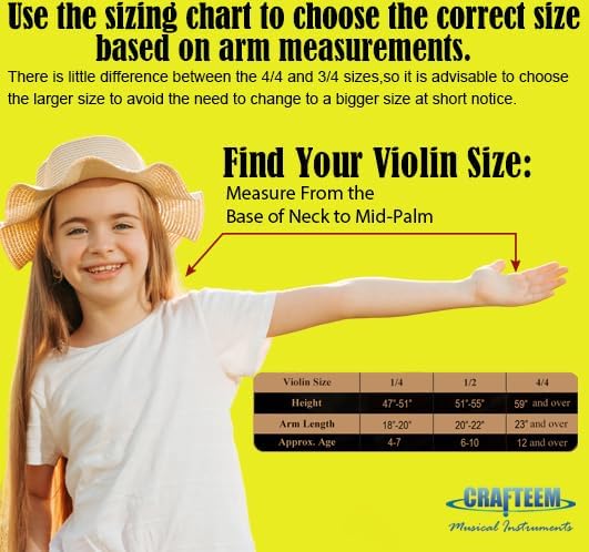1/4 Fiddle Black Colored Premium Violin Outfit for Beginners Adults Kids With 5 Color Fingering Tape- Handcrafted Student Beginner Violin.(Black, 1/4)