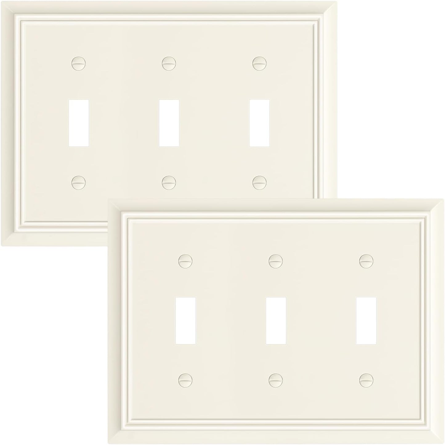 2-Pack Triple Toggle Light Switch Cover Plate, Durable Natural Bamboo Fiber Decorative Switch Plate Covers, Light Almond 3 Gang Wall Plate, Corrosion Resistant